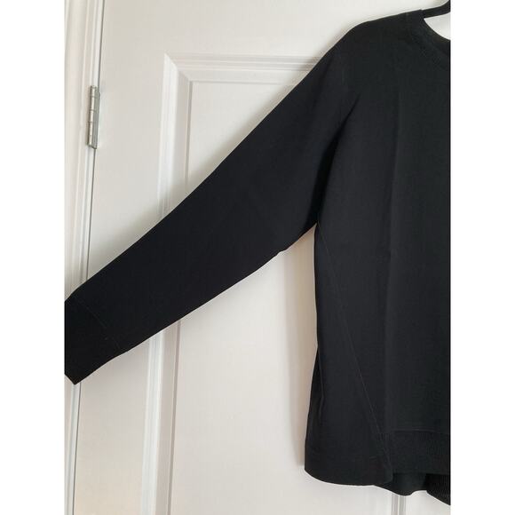 Vince Womens Small Black Ribbed Crew Neck Inverted Pleat Crepe Pullover Sweater - Picture 2 of 9